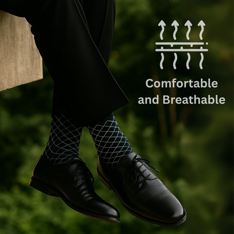 Alpine Swiss Mens Dress Socks 6 Pair Crew Sock Cotton Dress Socks for Men Solid Ribbed Argyle Pattern Multicolor Fun Designs Casual Pack - Image 4